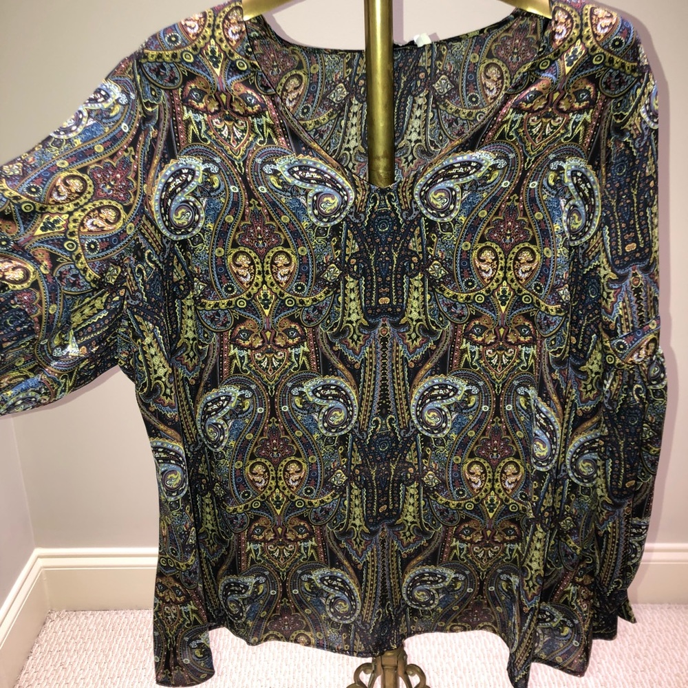 Paisley Blouse w Slotted Sleeves